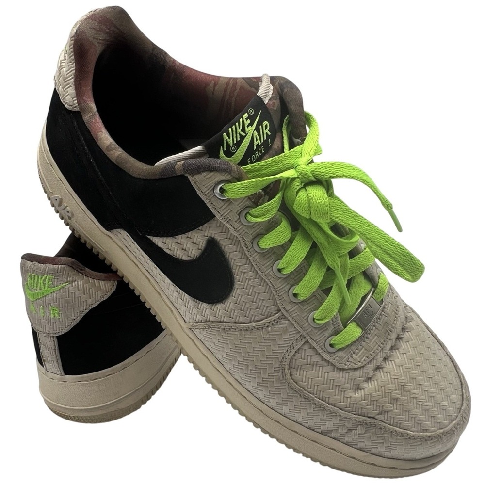 Nike Men's Air Force 1 Woven 488298-035 Camo Mortar Black Flash‎ Lime Size 12